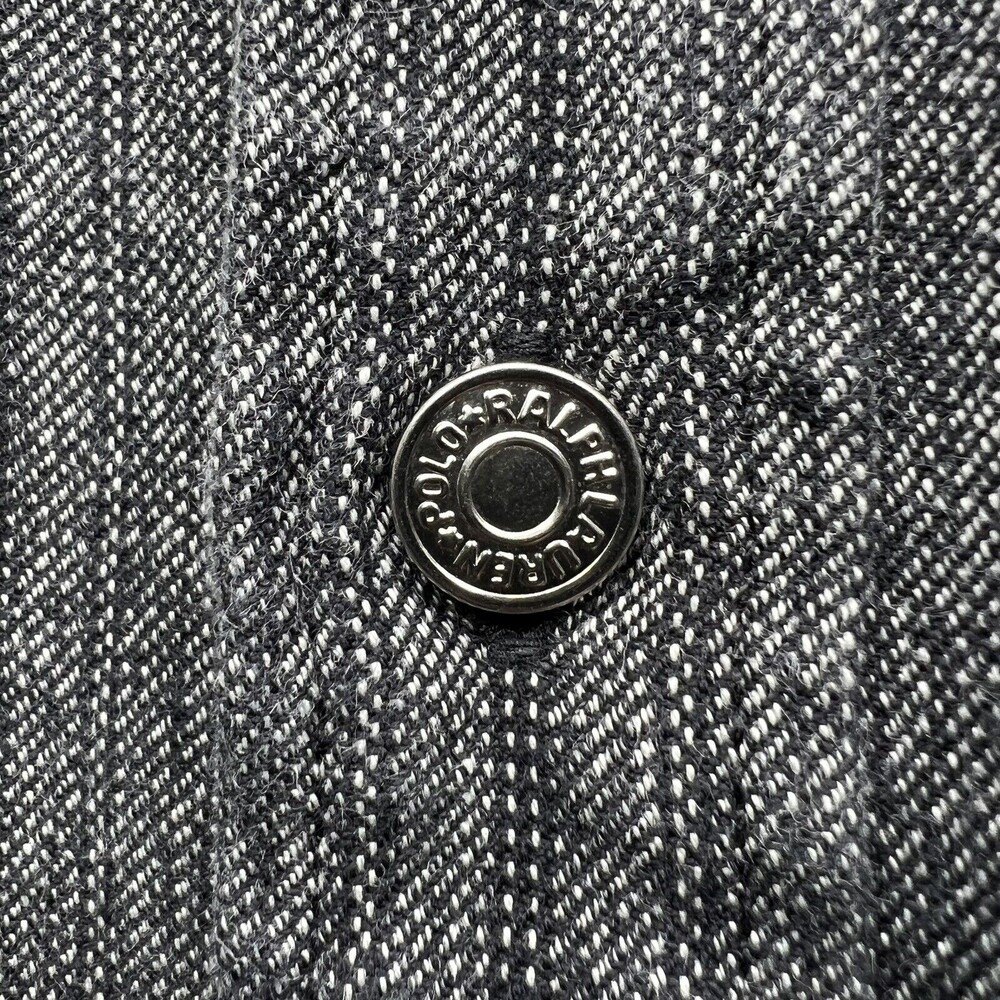Vintage Polo Ralph Lauren Dungarees Work Shirt 90s Herringbone Metal Buttons M - Picture 4 of 7
